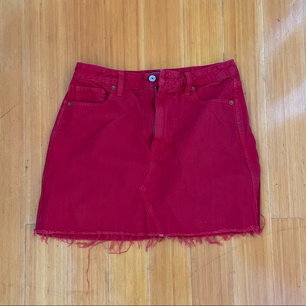 Red Denim Skirt